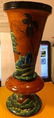 Vintage Carved Wooden Hand Painted Vase 13-1/2” Tall... - 3