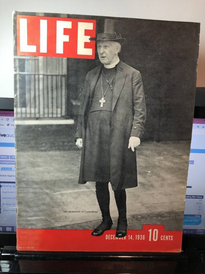 LIFE Magazine 1936 Archbishop of Canterbury Edition...: LIFE Magazine 1936 Archbishop of Canterbury Edition as Pictured. FREE DOMESTIC SHIPPING.