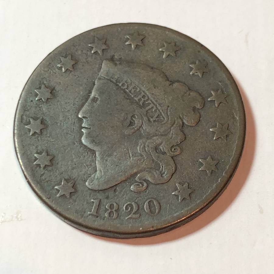 1820 CIRCULATED CONDITION CORONET HEAD LARGE CENT.... (1 of 2)
