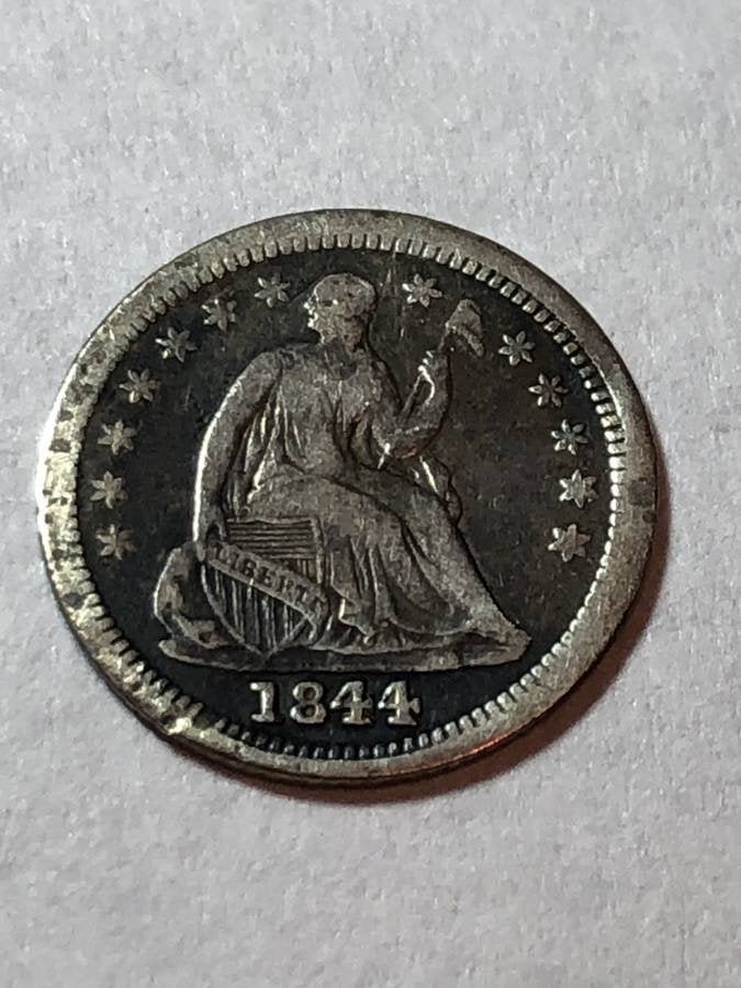 1844 FINE-12 CONDITION SEATED LIBERTY HALF DIME... (1 of 2)