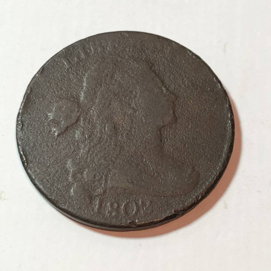 1802 CIRCULATED CONDITION DRAPED BUST LARGE CENT AS PIC (1 of 2)