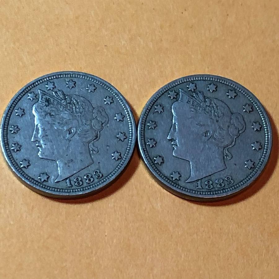 2-1883 No Cents Fine & VF Condition Liberty V-Nickels.. (1 of 4)