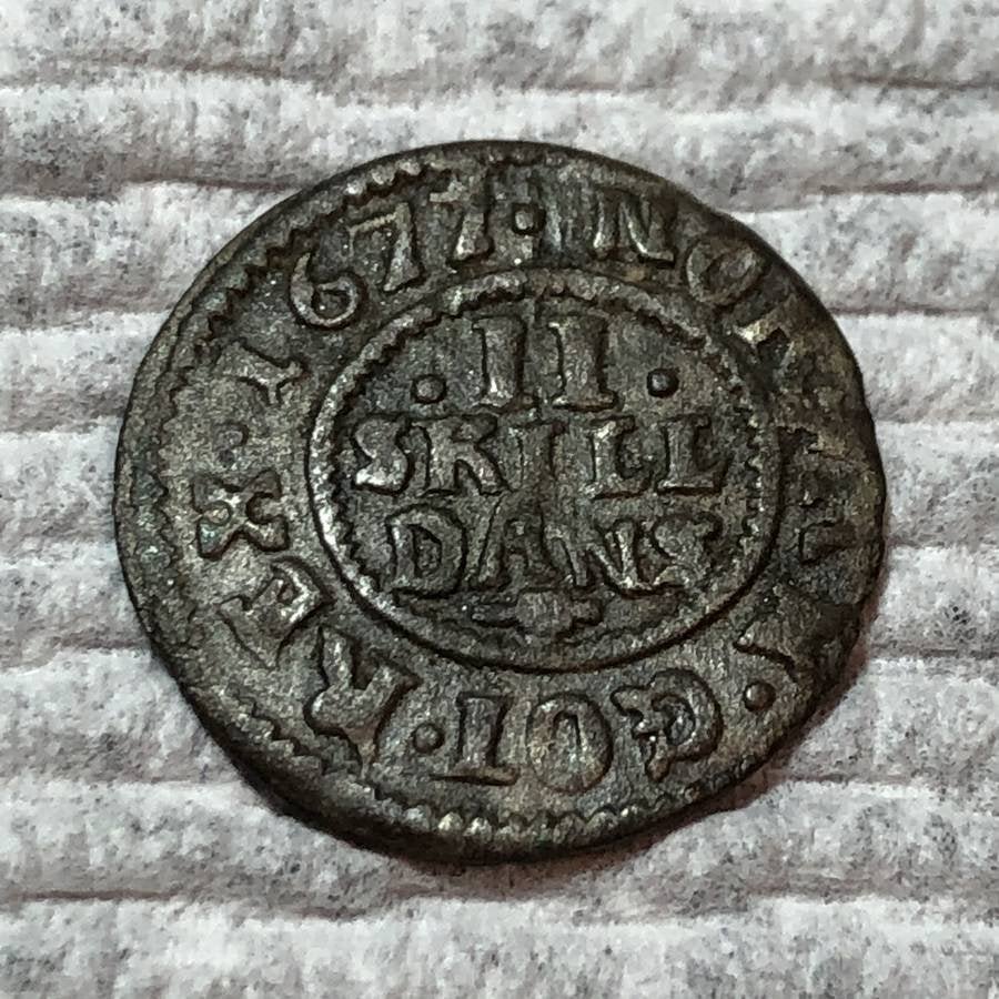 Denmark 1677 2-Skilling Silver Coin in Nice Circulated (1 of 2)