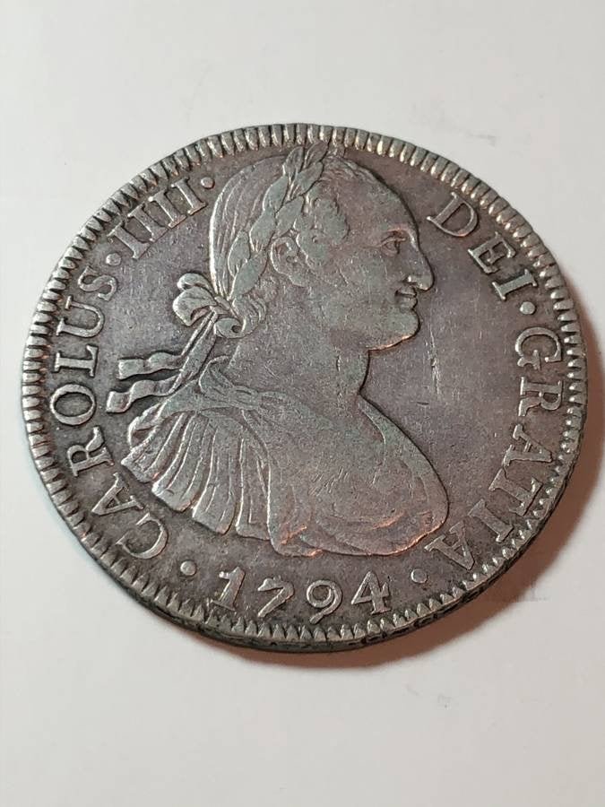 Mexico 1794 MO-F.M. 8-Reales Silver Coin VF Condition.. (1 of 2)