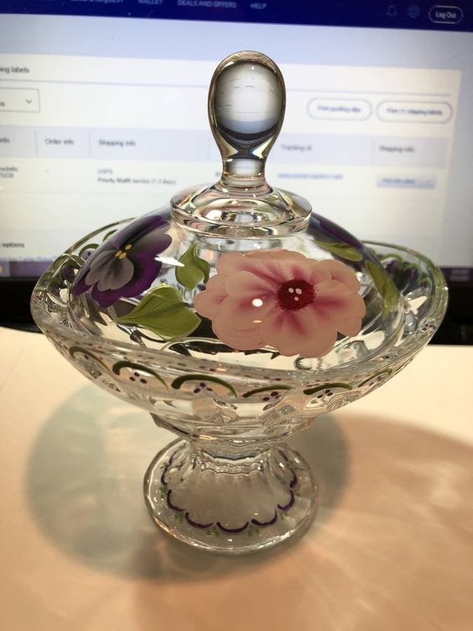 Vintage FENTON Hand Painted Glass Candy Dish Signed... (1 of 6)