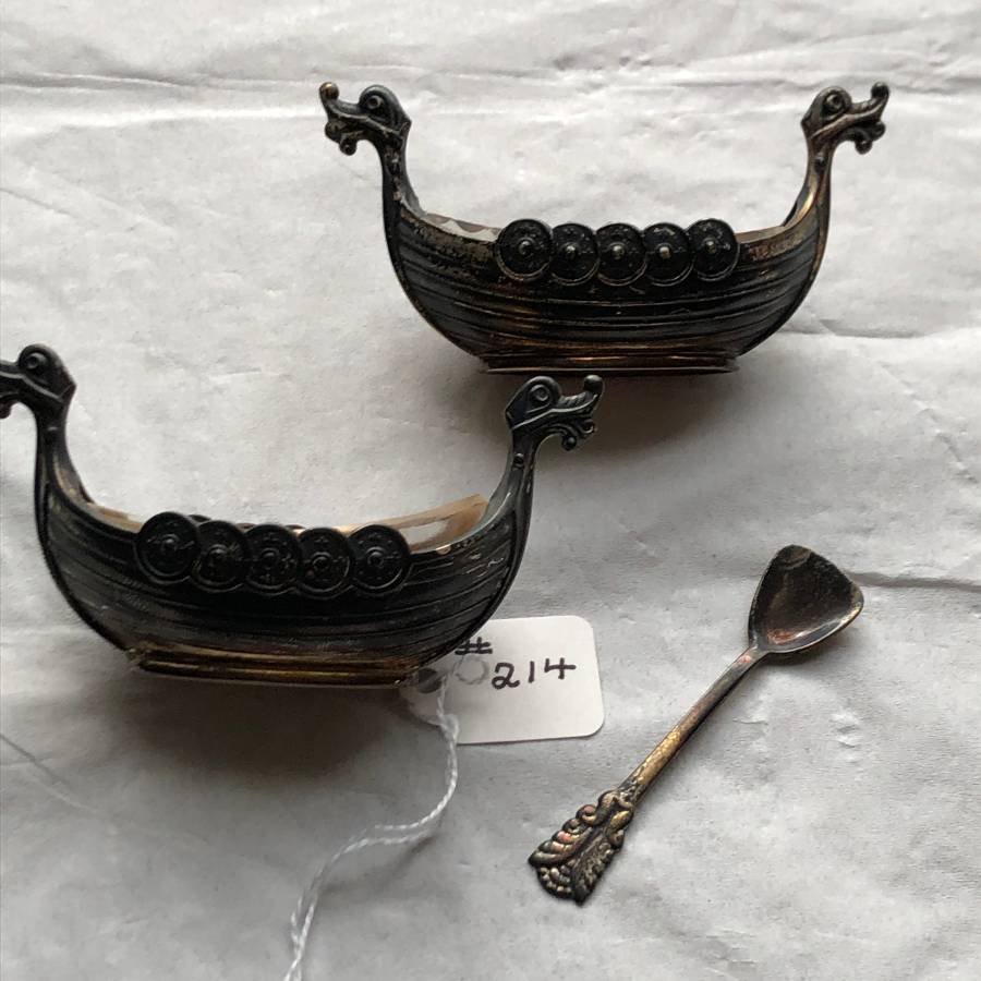 Norwegian Sterling Silver Pair of Salt Boats... (1 of 5)
