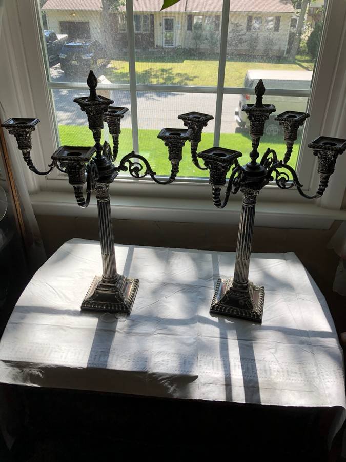 Antique Pair 21" Silver Plated Candelabras in Vg Cond. (1 of 6)