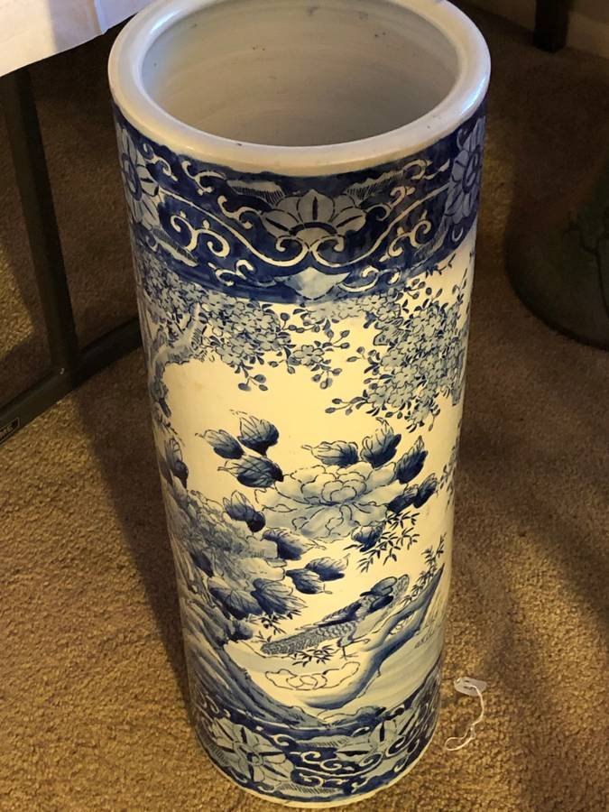 Very Heavy Chinese Blue & White Heavy Stoneware Umbrell (1 of 8)