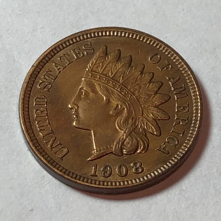 1908 AU/UNCIRCULATED CONDITION INDIAN HEAD CENT... (1 of 2)