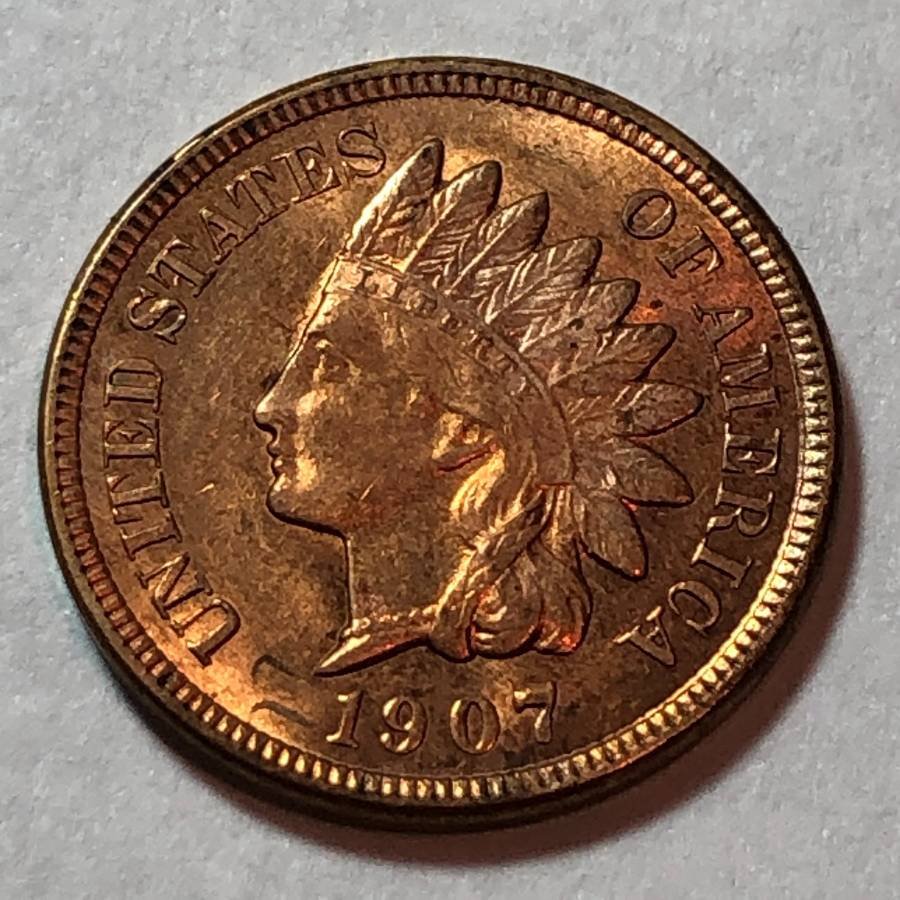 1907 UNCIRCULATED CONDITION RED INDIAN HEAD CENT... (1 of 2)