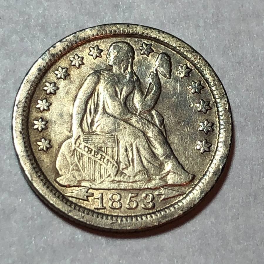 1853 w/ARROWS VF+ CONDITION SEATED LIBERTY DIME... (1 of 2)