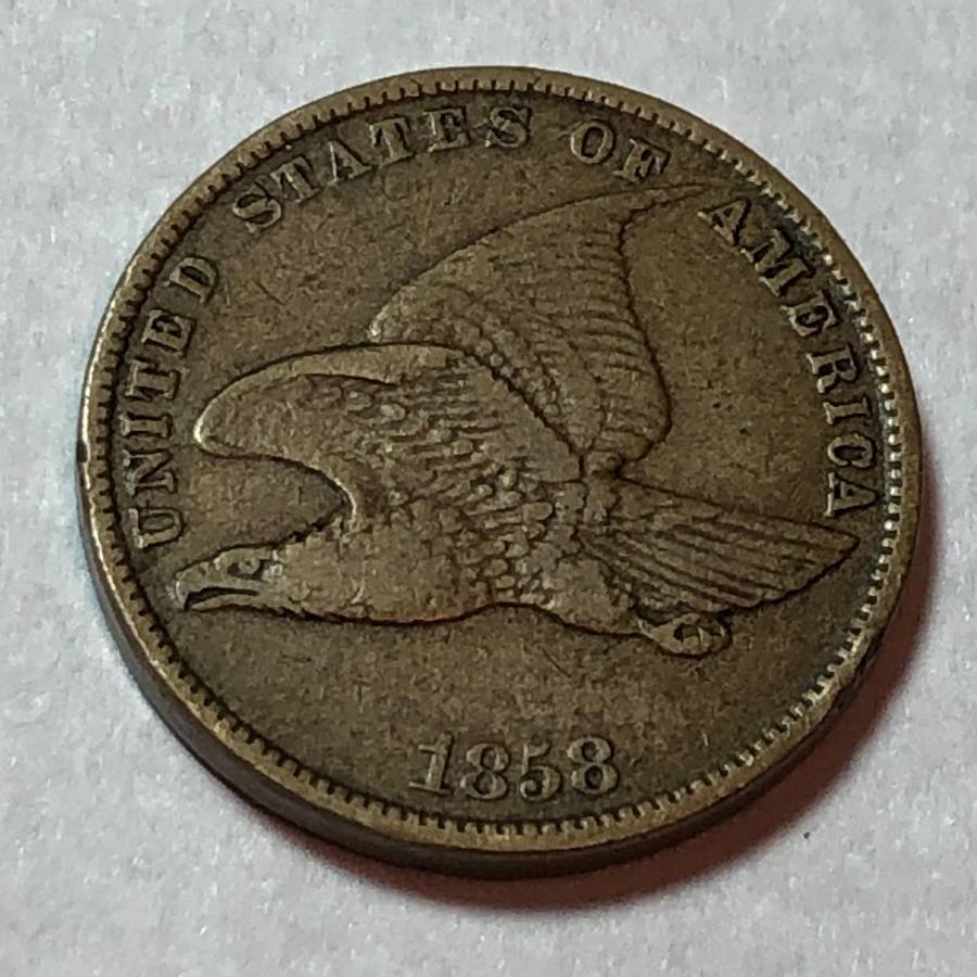 1858 SMALL LETTERS VF+ CONDITION FLYING EAGLE CENT... (1 of 2)
