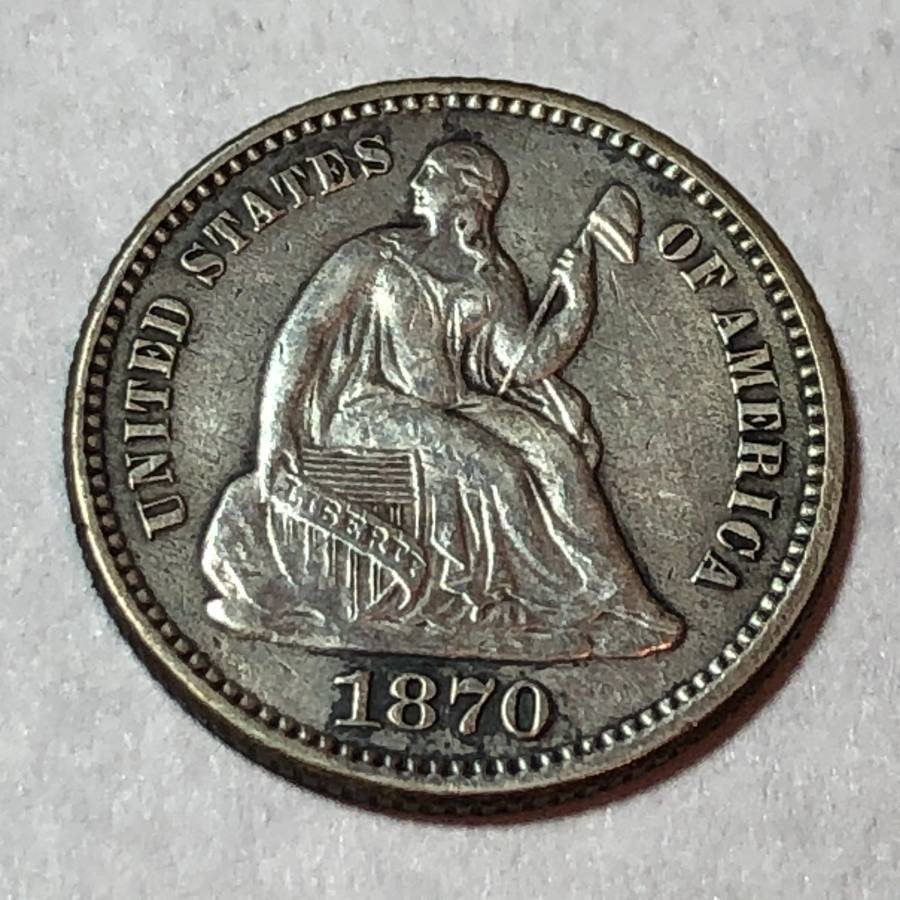 1870 EF CONDITION CLEANED LIBERTY SEATED HALF DIME... (1 of 2)