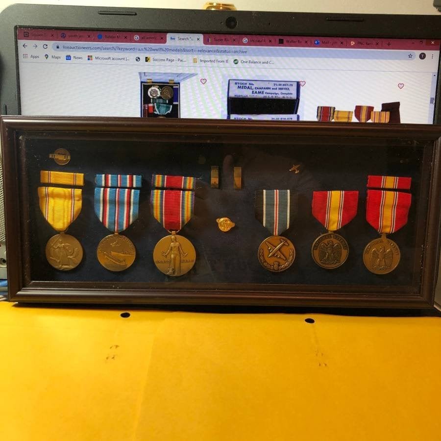 Lot 6 World War II Military Medals Nicely Boxed Framed. (1 of 7)