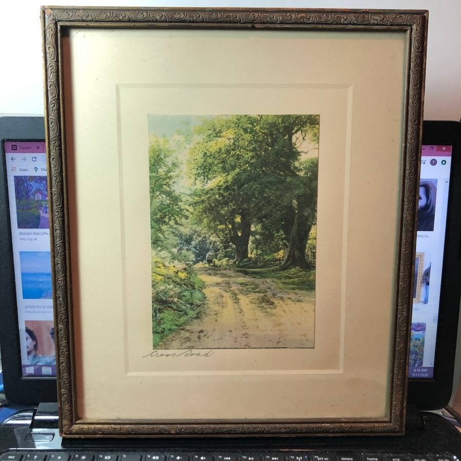 "Cross Road" Early Etching/Engraving Nicely Framed... (1 of 4)