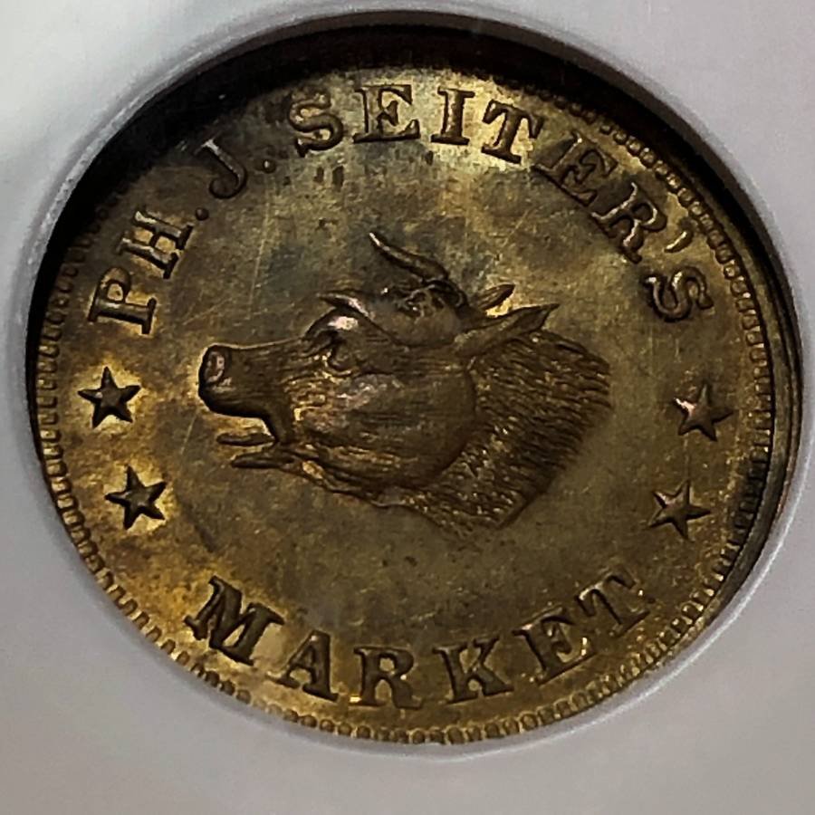 NGC MS-63 (1861-65) "PH J Seiter's Market" Store Card.. (1 of 4)