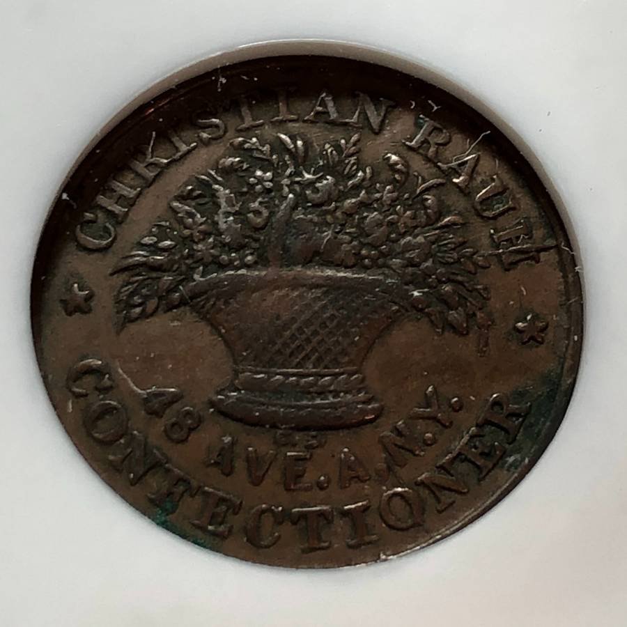 NGC AU Details 1863 Civil War Token, NY Christian Rauh (1 of 4)