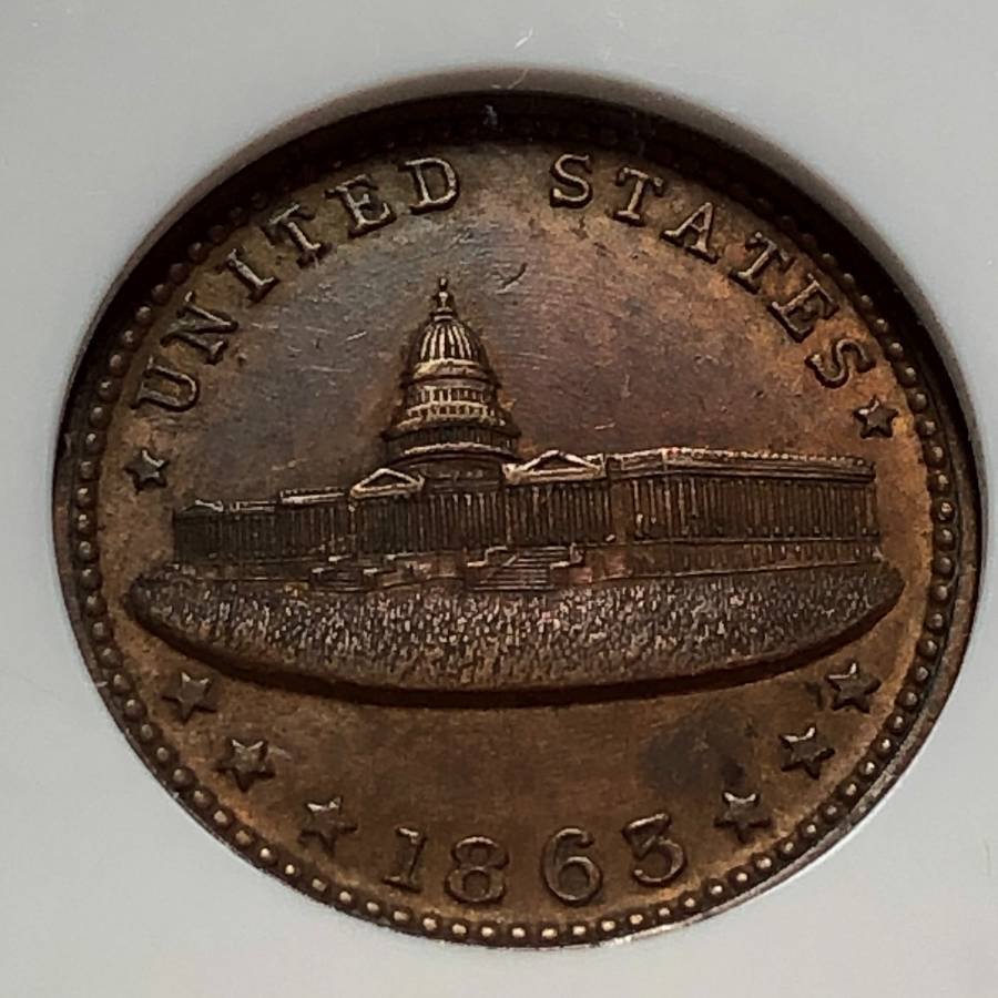 NGC AU Details 1863 US Civil War Token US Capitol/Army (1 of 4)