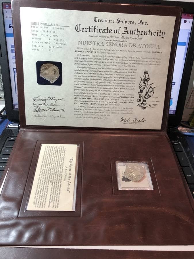 Mel Fisher's 8-Reales Atocha Treasure Coin Grade-III .. (1 of 10)