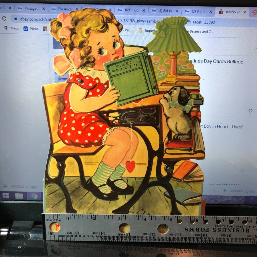 Early Era Valentine's Day Card 8-3/4" Tall as Pictured. (1 of 3)