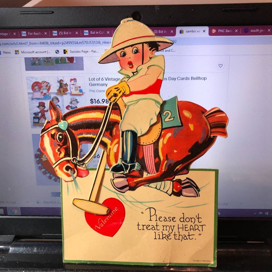 Early Era Valentine\'s Day Card 9-1/2" Tall as Pictured (1 of 2)