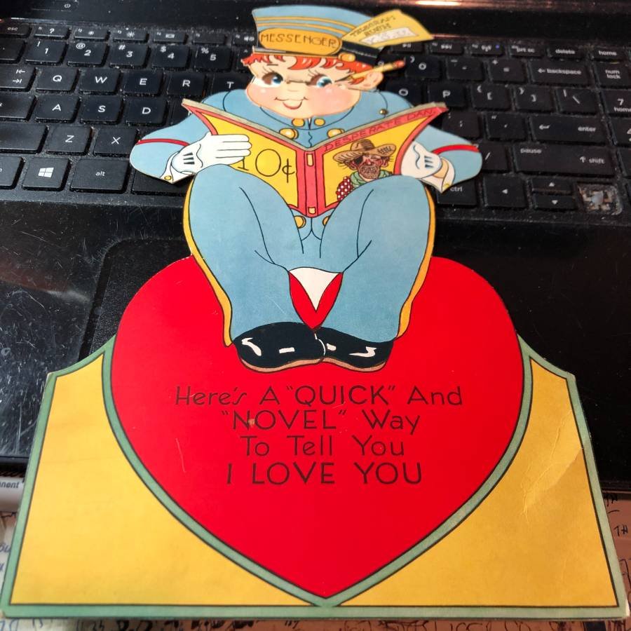 Early Era Valentine's Day Card 10-3/4" Tall as Pictured (1 of 3)