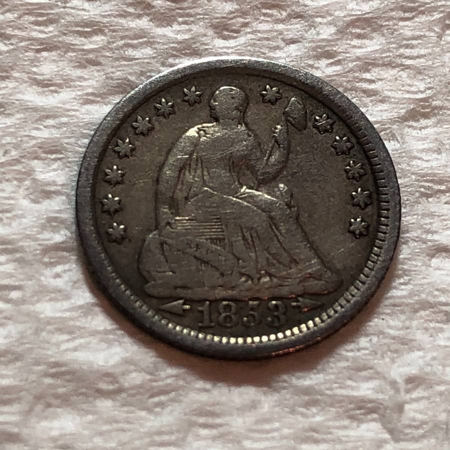 1853 W/ARROWS VG CONDITION LIBERTY SEATED HALF DIME... (1 of 2)