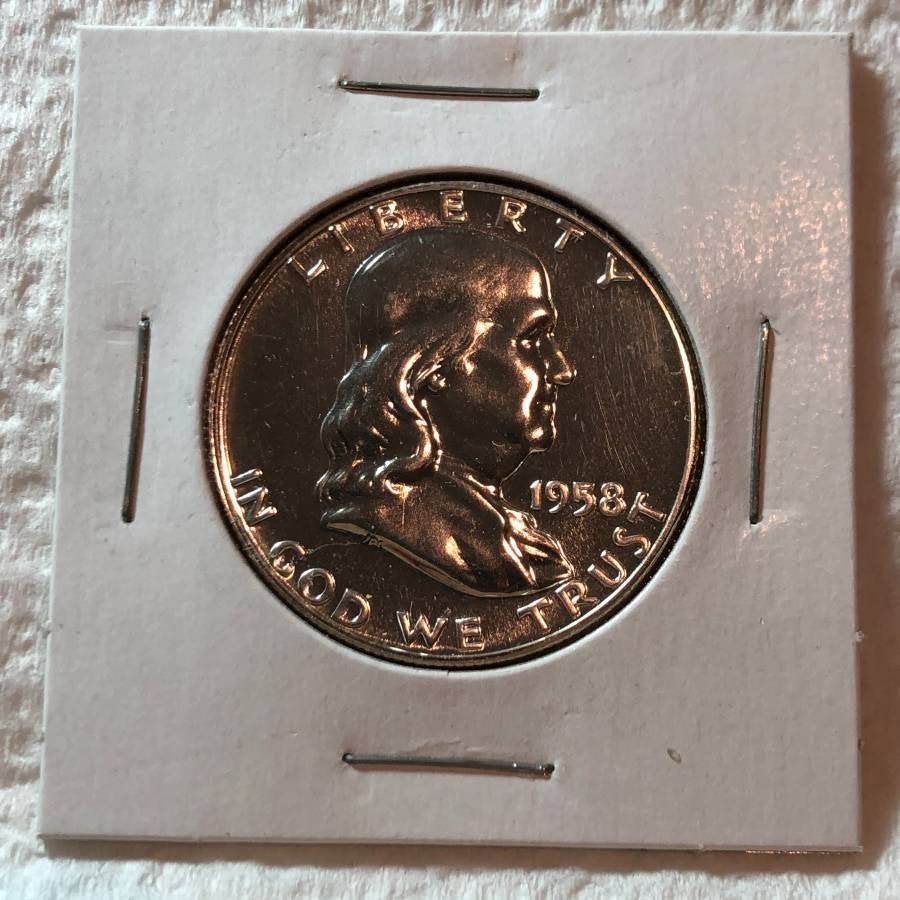 BETTER DATE 1958 PROOF SILVER FRANKLIN HALF DOLLAR... (1 of 2)