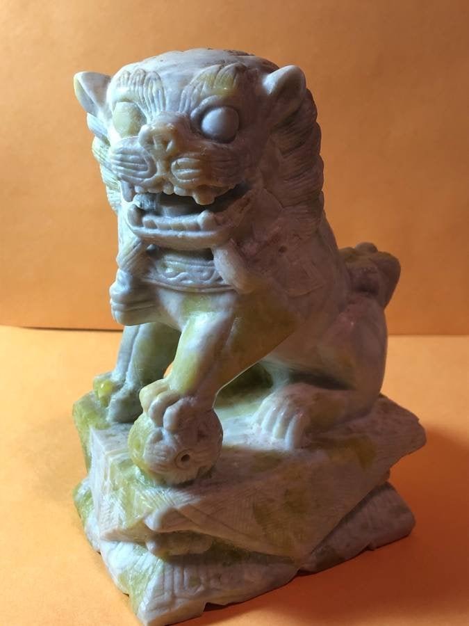 Vintage Chinese Carved Foo Dog Soap Stone Figurine 5.5" (1 of 5)