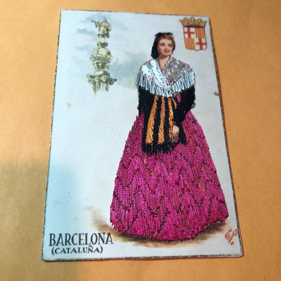 Early 1900's Material Embroidered Postcard #300... (1 of 2)