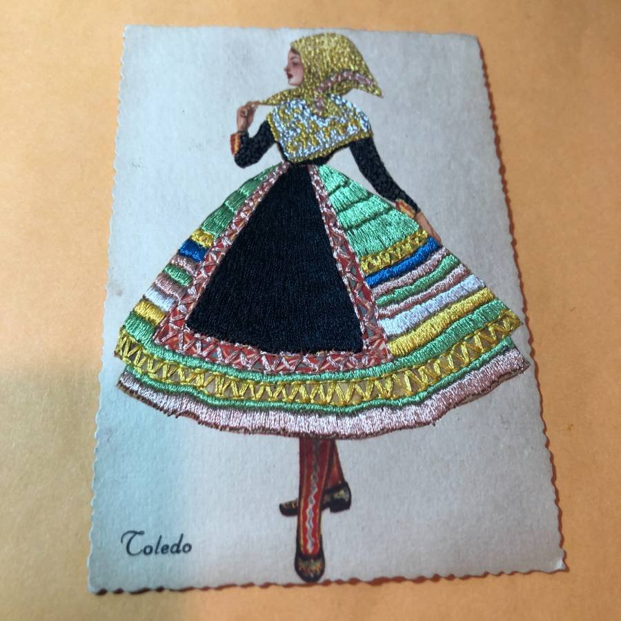 Early 1900's Material Embroidered Postcard #301... (1 of 2)