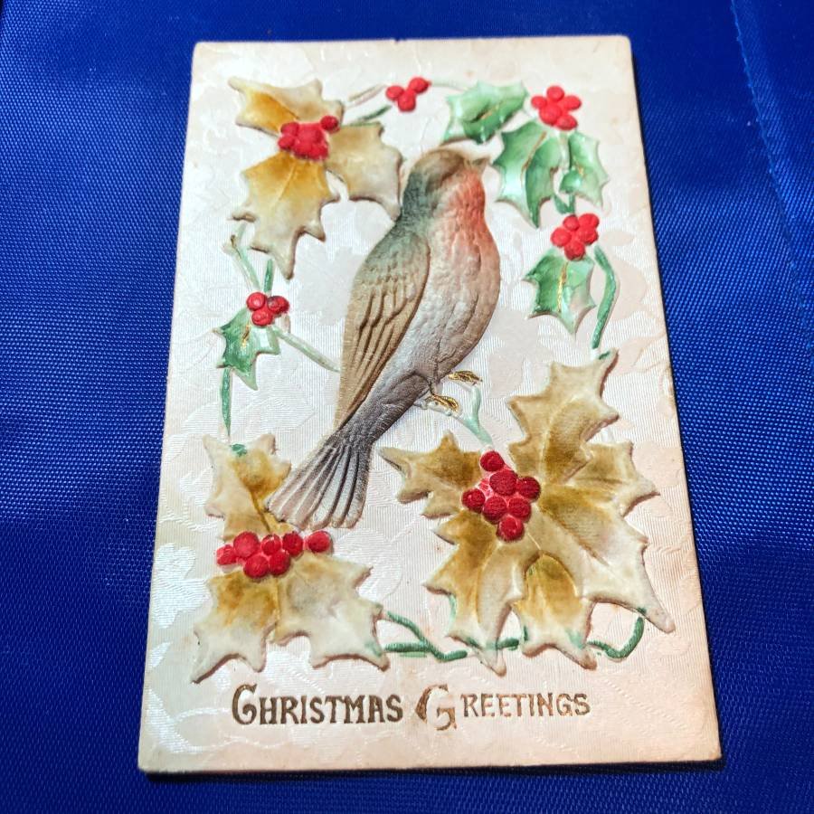 Early 1900's Christmas Felt Postcard #405 as Pictured. (1 of 2)