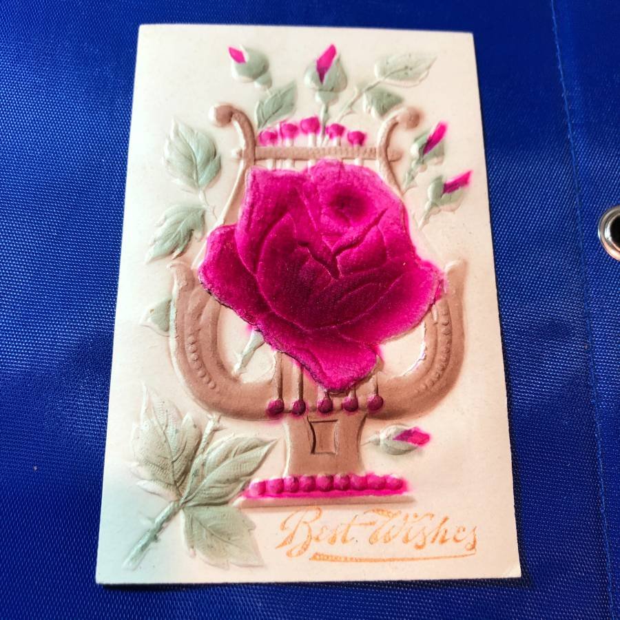 Early 1900's Felt Best Wishes Postcard #427 as Pictured (1 of 2)