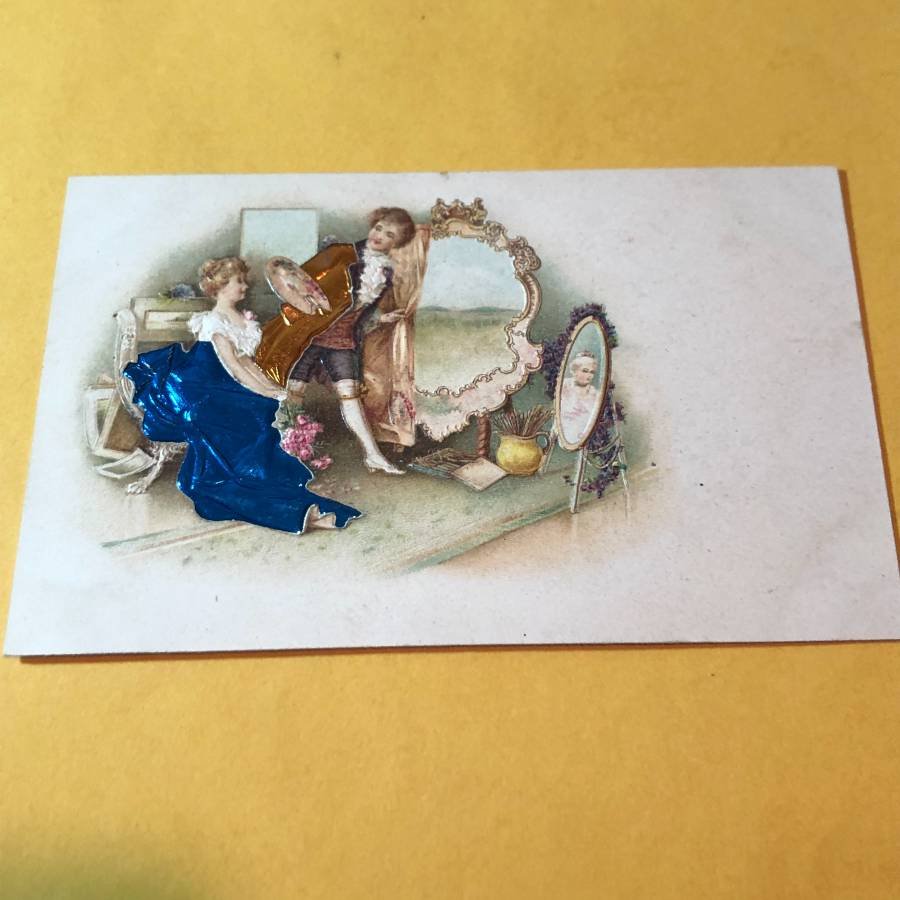 Early 1900's Romantic Foil Overlay Postcard #113...: Early 1900's Romantic Foil Overlay Postcard #113 as Pictured. FREE SHIPPING