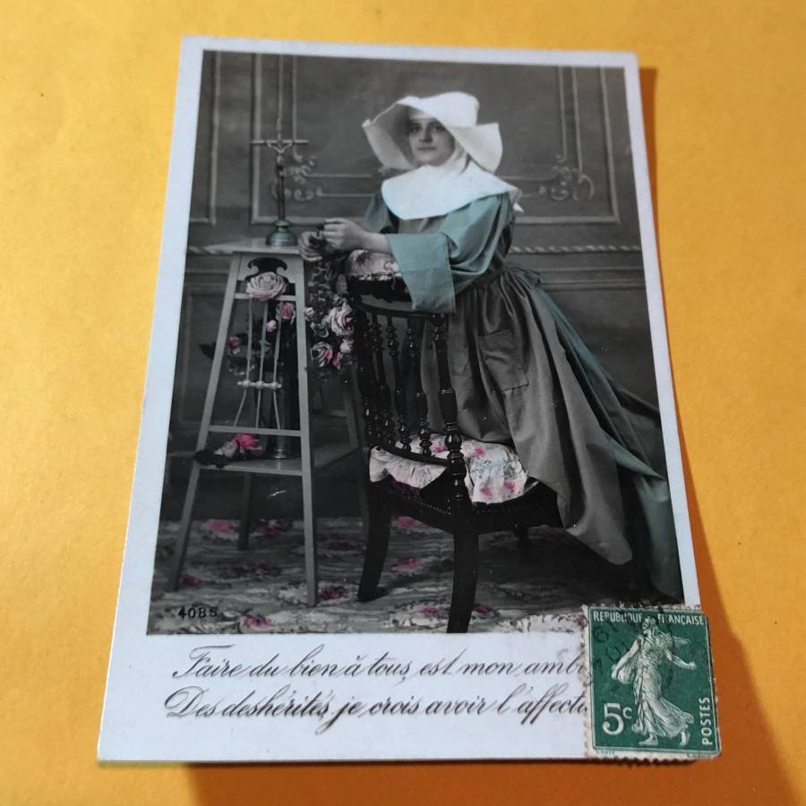 Early 1900's Real Photo French Nun Postcard #129...: Early 1900's Real Photo French Nun Postcard #129 as Pictured. FREE SHIPPING