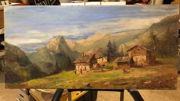 Old 23” x 47” Large Oil on Canvas Landscape Signed...: Old 23” x 47” Large Oil on Canvas Landscape Signed By the Artist (Unknown Signature) as Pictured from an Estate Cleanout. No Reserve Bid & No Buyers Premium. Pick Up Only or UPS Shipping!