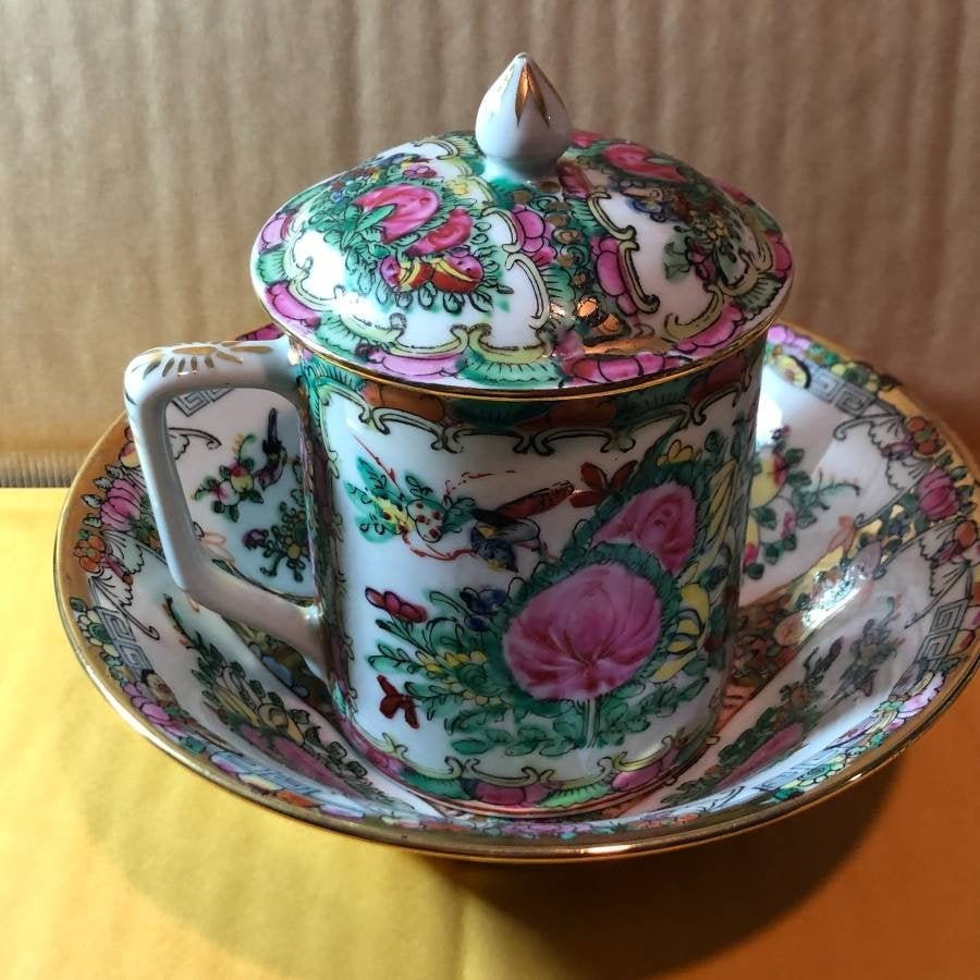 Vintage Chinese Tea Cup & Bowl 7" Diameter Preowned...: Vintage Chinese Tea Cup & Bowl 7" Diameter Preowned from an Estate in VG Condition. $15 Domestic Shipping.