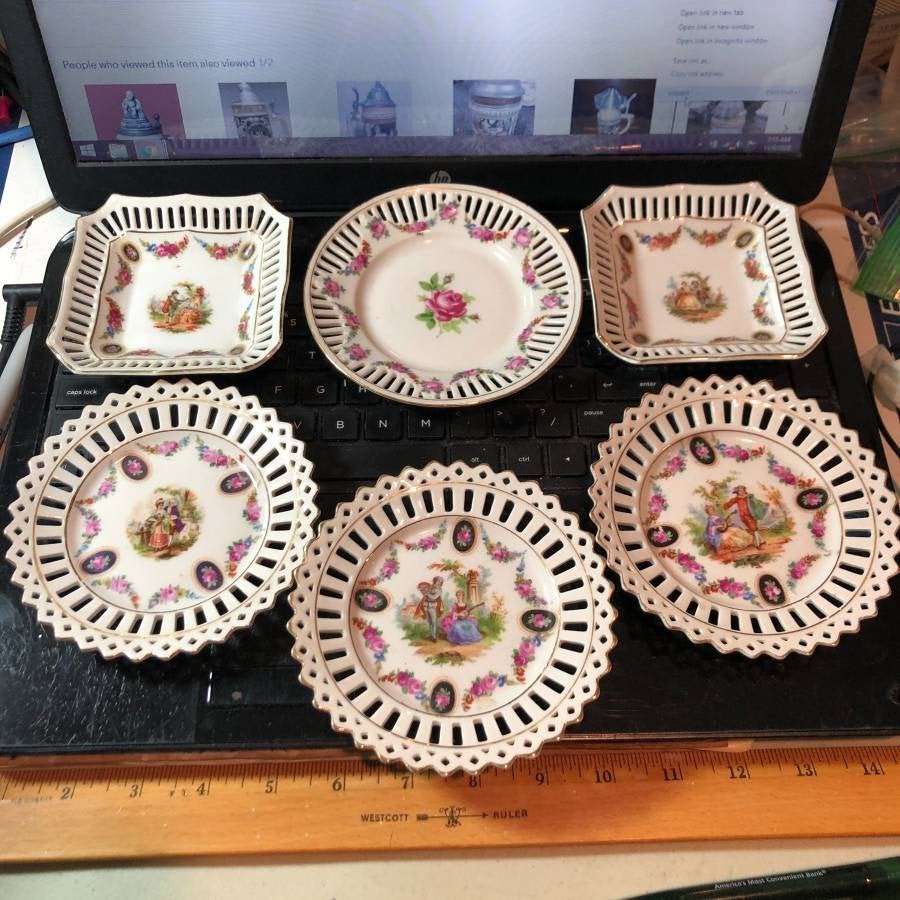 Lot of 6 Vintage Bavarian/German Filigree Coasters....: Lot of 6 Vintage Bavarian/German Filigree Coasters in VG Condition as Pictured. $10 Domestic Shipping.
