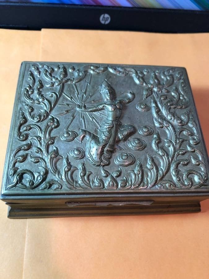 Vintage Siam/Thai Metal Trinket Box Stamped Sterling .. (1 of 7)