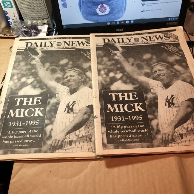 2-New York Daily News Mickey Mantle RIP Newspapers....: 2-New York Daily News Mickey Mantle RIP Newspapers as Pictured in Very Good Condition. $10 Domestic Shipping.