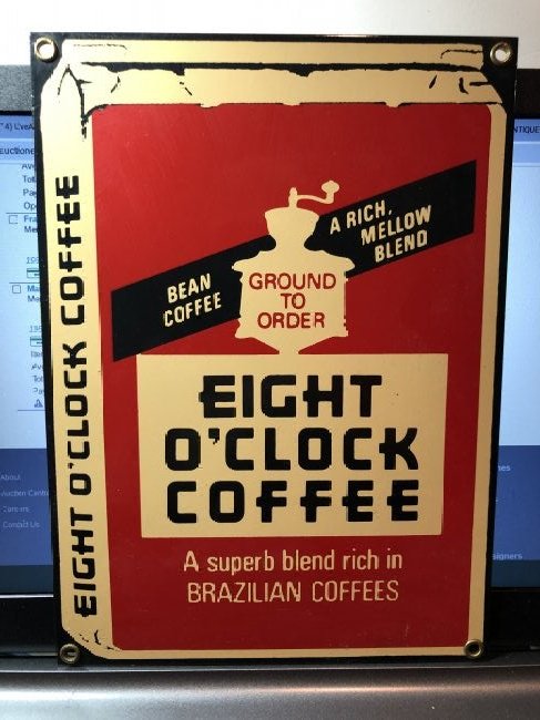 Eight O'Clock Coffee Heavy Metal 7" x 10" Sign Preowned (1 of 2)