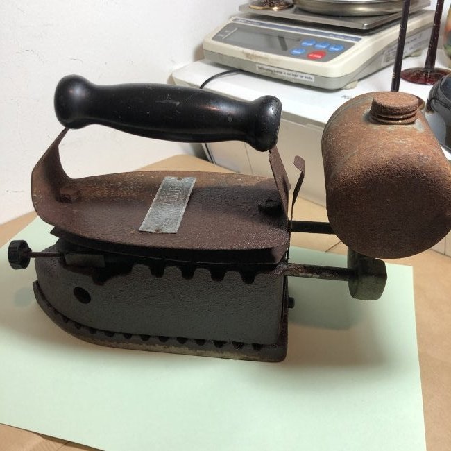 Antique Hamilton Alcomatic Gas Iron Preowned...: Antique Hamilton Alcomatic Gas Iron Preowned from an Estate in Primitive Rusty Condition as Pictured. Not Recommended for Use! $15 Domestic Shipping.