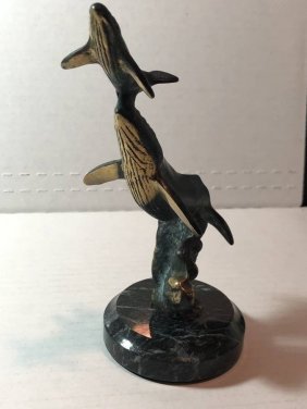 Antique Bronze Humpback Whales Mounted on a Onyx Base.. (1 of 6)