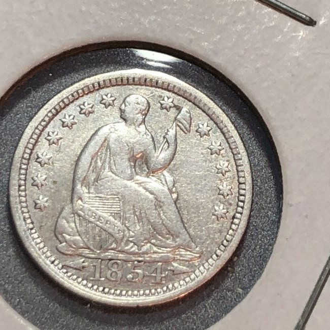 1854 w/ARROWS VERY FINE CONDITION SEATED HALF DIME TYPE (1 of 2)