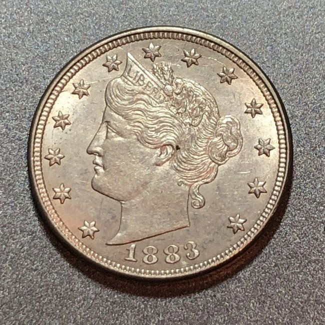1883 No Cents AU Condition Liberty V-Nickel Type Coin.. (1 of 2)