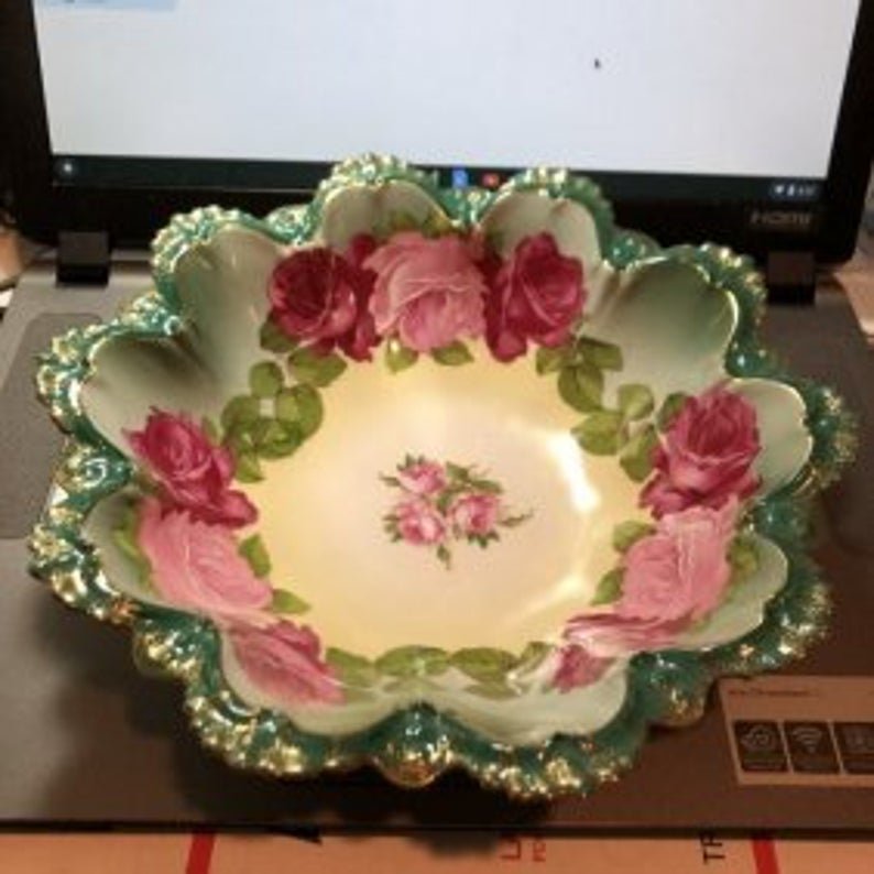 Scarce Antique MZ Austria U.S. Zone 10.25" Serving Bowl (1 of 4)