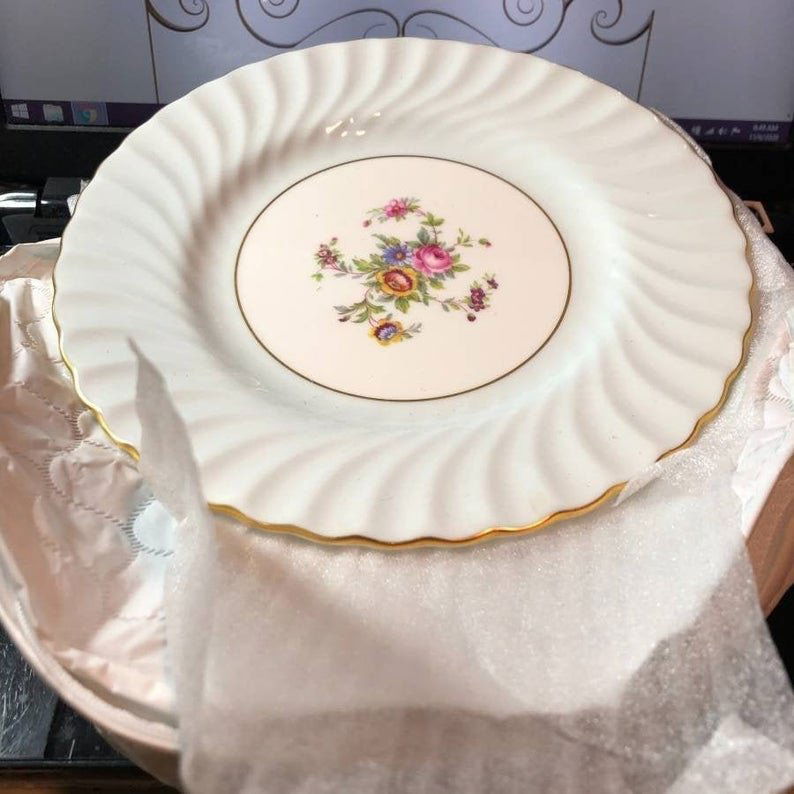 8-Vintage MINTON "DAWN" Blue Border Pattern 7.75" Salad (1 of 4)