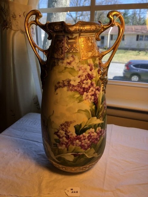Vintage NIPPON Double Handled Hand Painted Vase 12.75" (1 of 9)