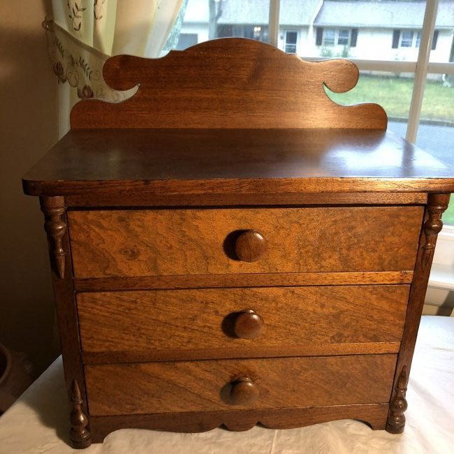 Victorian Sampler's Wooden Chect with Dove Tail Drawers (1 of 5)