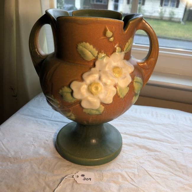 Antique ROSEVILLE Double Handled Vase 8" Tall in VG... (1 of 4)